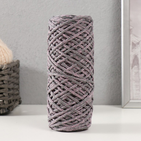 Шнур для вязания 35% хлопок,65% полипропилен 3 мм 85м/160±10 гр (розовый/графит) No brand