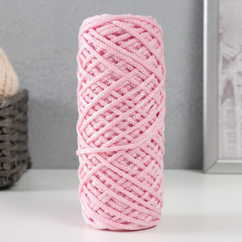 Шнур для вязания 35% хлопок,65% полипропилен 3 мм 85м/160±10 гр (розовый/белый) No brand