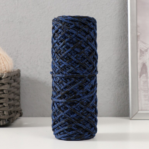 Шнур для вязания 35% хлопок,65% полипропилен 3 мм 85м/160±10 гр (сапфир/черный) No brand