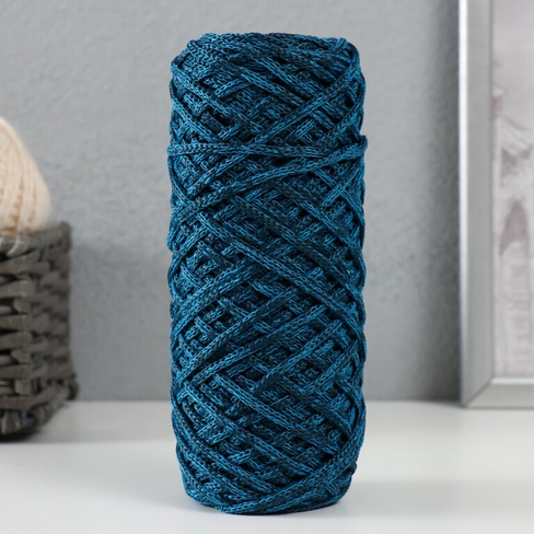 Шнур для вязания 35% хлопок,65% полипропилен 3 мм 85м/160±10 гр ( голубой/темно-синий) No brand