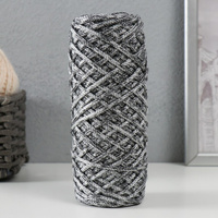 Шнур для вязания 35% хлопок,65% полипропилен 3 мм 85м/160±10 гр (черный/белый) No brand