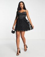 Черное кружевное платье мини с корсетом Love Triangle