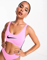 Розовый купальник с вырезом и логотипом Nike Swim Icon