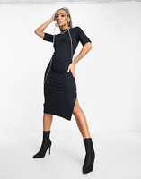 Черное мини-платье миди с галочкой Nike Essential