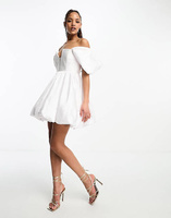 Белое платье мини с корсетом и пышными рукавами Forever New