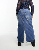 Джинсовая юбка макси Tammy Girl Plus в стиле 90-х с кружевной вставкой