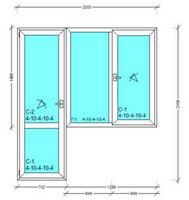 Балконный блок двухкамерное Veka WHS 72 с двухстворчатым окном