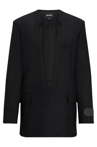 Пиджак Boss Wool-blend Deep V-neck Tailored, темно-серый