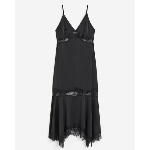 Платье H&M Lace-detail Slip, черный