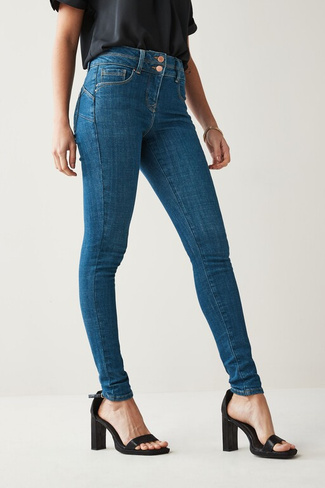 Индивидуально скроенные джинсы подчеркивающие узкую фигуру и стройную фигуру Next, синий