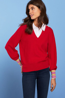Многослойный свитер-рубашка с V-образным вырезом и пуговицами Next, красный