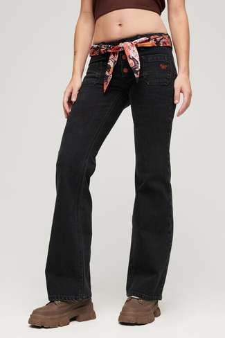 Винтажные джинсы узкого кроя из органического хлопка с заниженной талией и расклешенными штанинами Superdry, черный