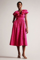 Розовое платье миди Mirza с бретелями и V-образным вырезом Ted Baker, розовый