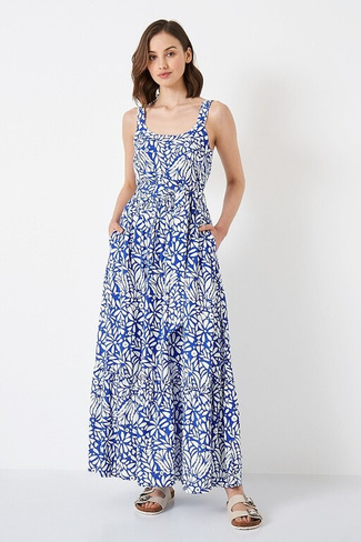 Синее летнее платье от компании одежды Crew с цветочным мотивом Crew Clothing Company, синий