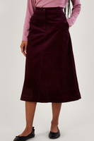 Пурпурная вельветовая юбка миди Monsoon, фиолетовый