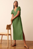 Плиссированное платье с короткими рукавами Next, зеленый