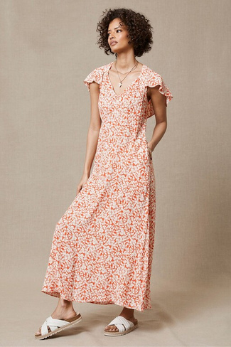 Летнее платье миди натурального цвета Adaline с цветочным узором Mint Velvet