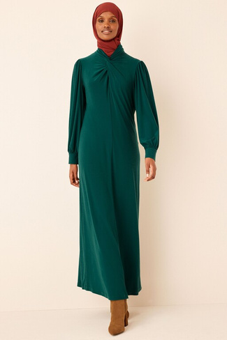 Платье с высоким вырезом и длинными рукавами Next, зеленый