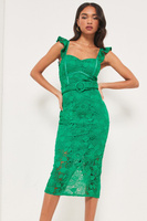 Платье миди с кружевным корсетом Lipsy, зеленый