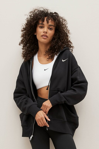 Толстовка с небольшим логотипом и застежкой-молнией Nike, черный