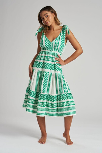 Жаккардовое летнее платье с завязками на плечах South Beach, зеленый