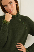 Многослойный свитер с высоким вырезом и декоративными пуговицами Next, зеленый