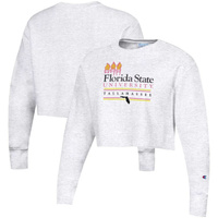 Женский укороченный пуловер с обратным переплетением Champion, серый укороченный пуловер Florida State Seminoles Beach C