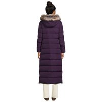 Женское длинное стеганое зимнее пуховое пальто с капюшоном из искусственного меха Lands End Lands' End