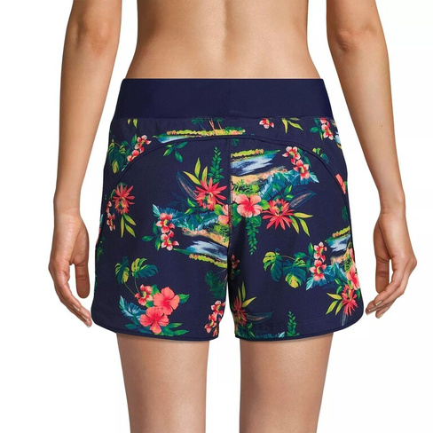 Женские шорты для плавания Lands End 5 дюймов, быстросохнущие шорты с эластичной резинкой на талии и трусиками Lands' En
