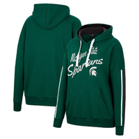Женская толстовка с капюшоном Colosseum Green Michigan State Spartans Serena, пуловер с длинными рукавами в полоску и v-