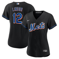 Женское джерси Nike Francisco Lindor Black New York Mets 2022 Alternate Replica Player Nike