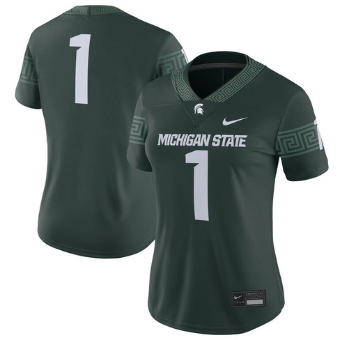 Женское джерси Nike #1 Green Michigan State Spartans Football Game Nike