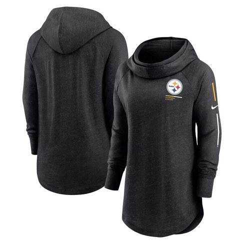 Женский черный пуловер с капюшоном Nike Pittsburgh Steelers Minimal State реглан с воротником-воронкой Nike
