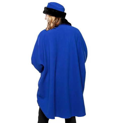 Женская флисовая накидка Le Moda с отделкой из искусственного меха, перчатки и шапка в тон Le Moda, синий