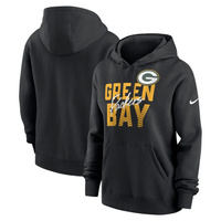 Женский флисовый пуловер с капюшоном Nike Green Bay Packers Wordmark Club черного цвета Nike