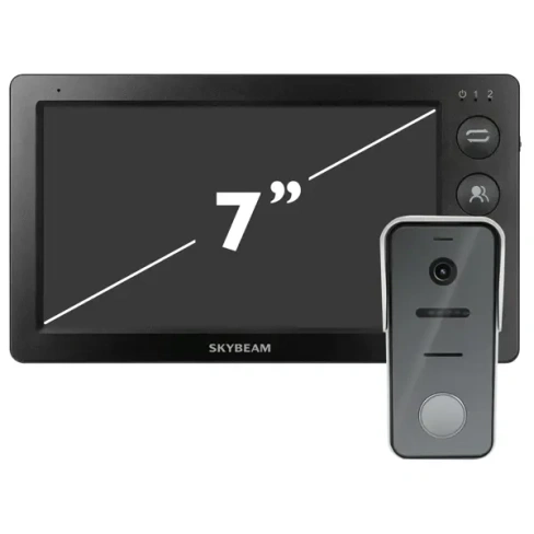 Комплект видеодомофона Skybeam 94705MA+ 94208- 600TVLBL 7" цвет черный SKYBEAM