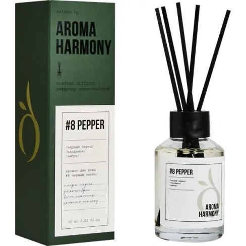 Ароматический диффузор Aroma Harmony Перец 60 мл AROMA HARMONY Аромадиффузор Nature Pepper 60мл зеленый