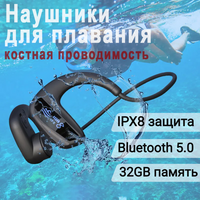 Наушники для плавания с костной проводимостью, водонепроницаемые наушники, Bluetooth-гарнитура для бассейна Ipx8, память
