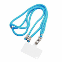 Шнурок для телефона с карабином / Текстильная цепочка через плечо и на шею, круглая/ голубой Нет бренда