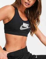 Черный спортивный бюстгальтер со средней поддержкой и логотипом Nike Training Futura