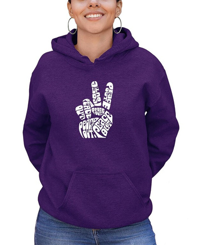 Женская толстовка word art peace out с капюшоном LA Pop Art, фиолетовый