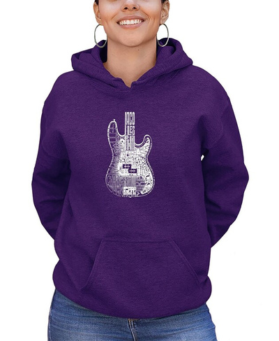 Женский топ с капюшоном word art bass guitar sweatshirt top LA Pop Art, фиолетовый