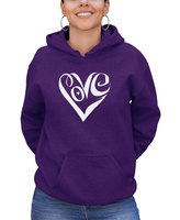 Женский топ с капюшоном word art script love heart sweatshirt top LA Pop Art, фиолетовый