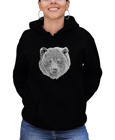 Женская толстовка с капюшоном word art bear face top LA Pop Art, черный