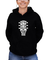 Женская толстовка с капюшоном word art guitar head music genres sweatshirt top LA Pop Art, черный