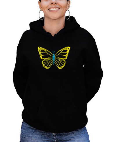 Женская толстовка с капюшоном и надписью butterfly word art LA Pop Art, черный