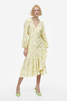 Платье макси с запахом H&M, светло-желтый/цветочный