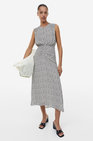 Шифоновое платье с рисунком H&M, кремовый/точечный