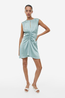 Атласное платье с драпировкой H&M, светло-бирюзовый