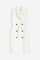 Платье H&M Linen-blend Tie-belt, белый